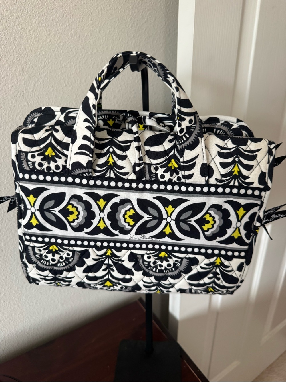 Vera Bradley Black, White & Yellow Quilted Laptop Tote
